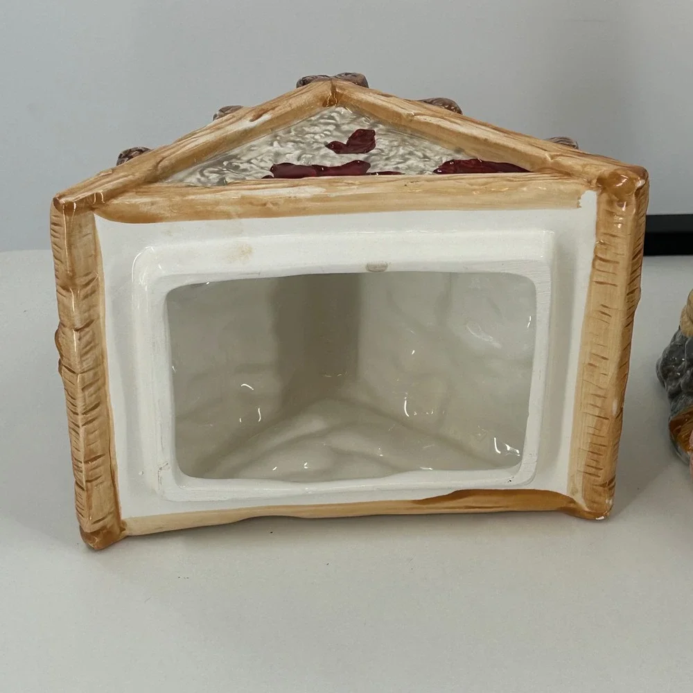 Mercuries Nativity Scene Ceramic Cookie Jar Christmas Holiday Decor Rainbow Star